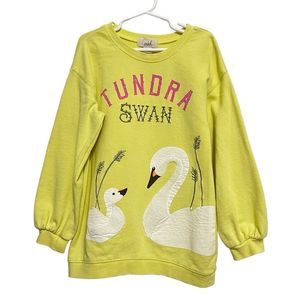 Peek Yellow Green Tundra Swan Sweatshirt Dress 6/7